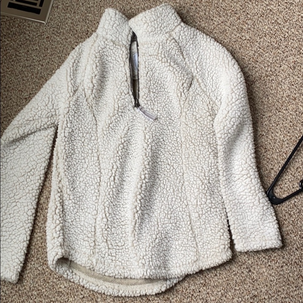 fuzzy collared zip pull over